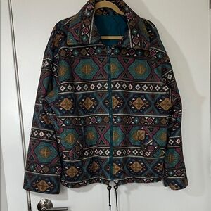 Vintage Multicolor Southwestern Print Patterned REVERSIBLE Jacket